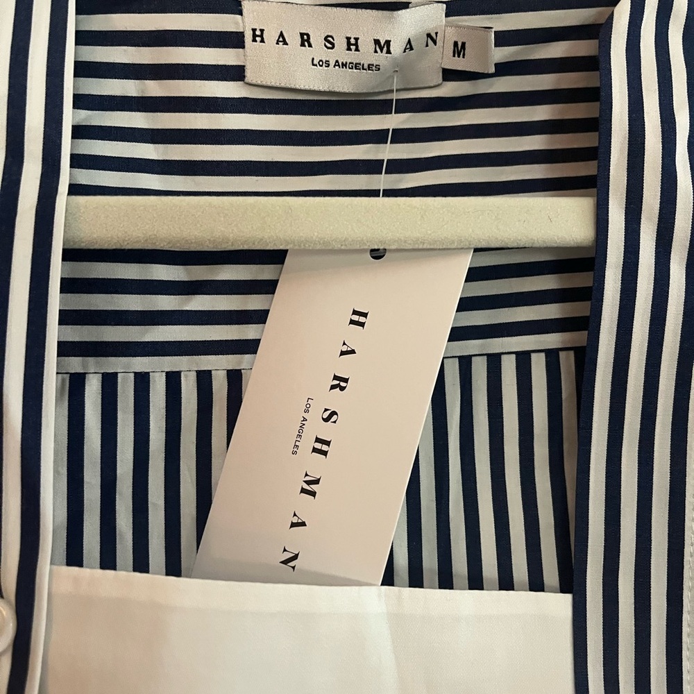 Harshman/Women’s NWT Stripes Navy and White Tunic Shirt Size M - Picture 4 of 5